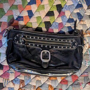 Black DNKY bag eith silver buckle and zipper #goth #grunge